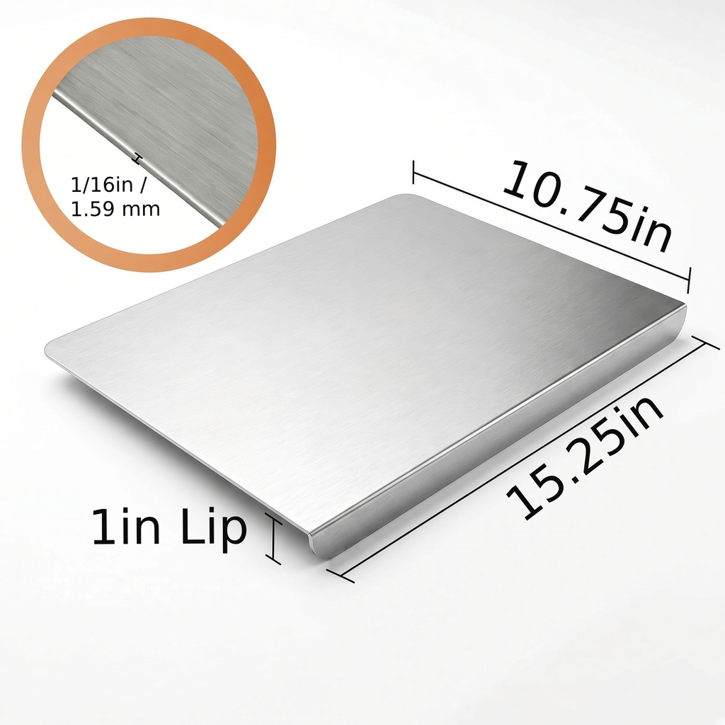 STELE 15 — Compact Solid 304 Stainless Cutting Board